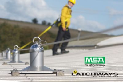 MSA Latchways Constant Force Fall Protection Engineered Lifeline System on rooftop